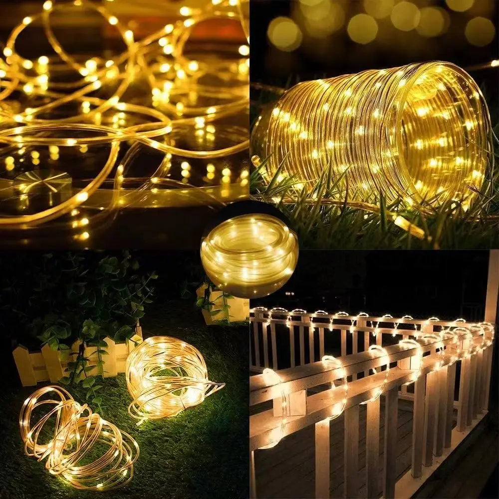 Outdoor Solar Rope Light Waterproof Garden Christmas Decoration 32m/22m/12m/7m Xmas Garland Tube String Light Fairy Strip
