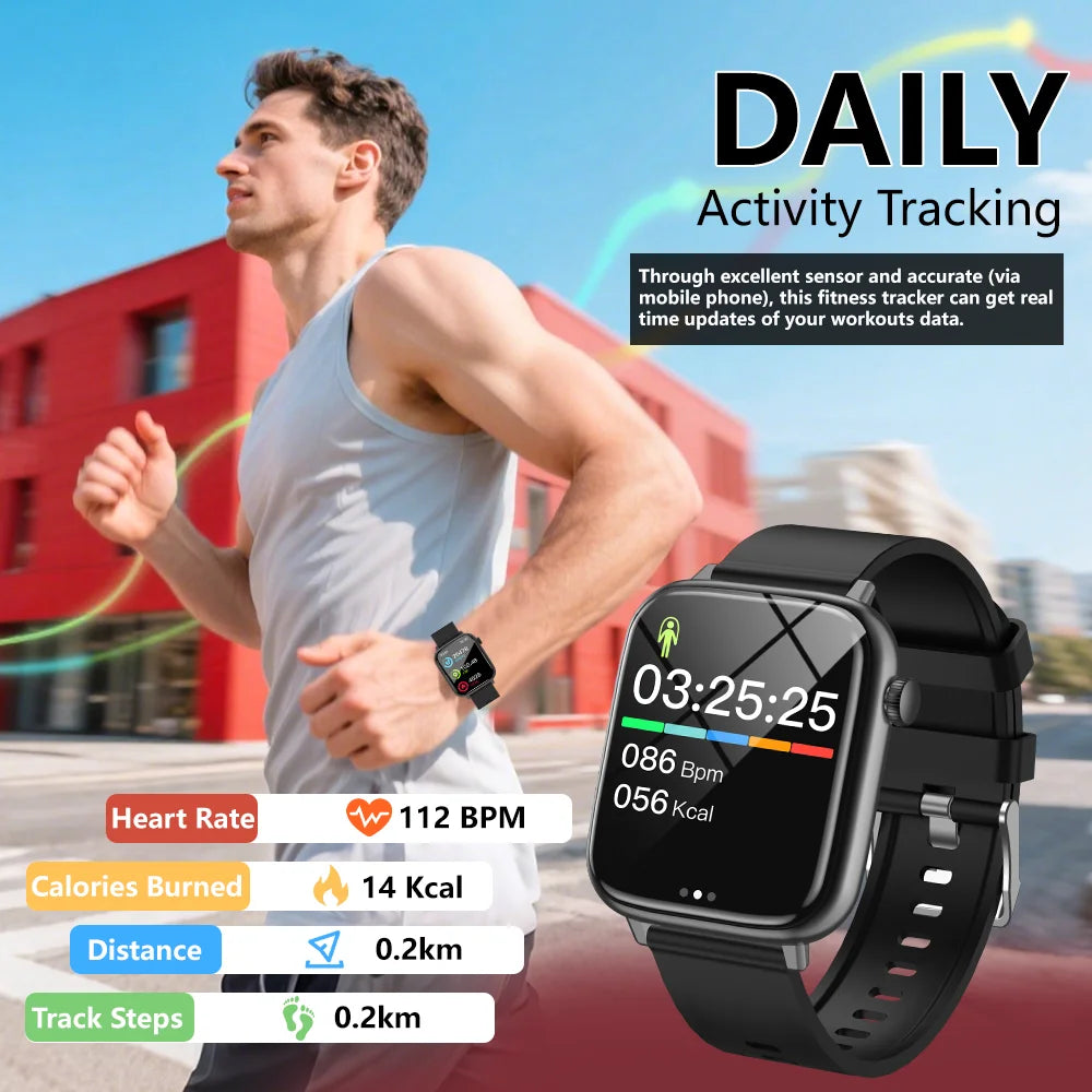 LAXASFI 2026 New Smartwatch 1.85-inch HD Touchscreen IP68 Water Resistance Sleep Monitor Bluetooth Call Stylish Smart Wristwatch