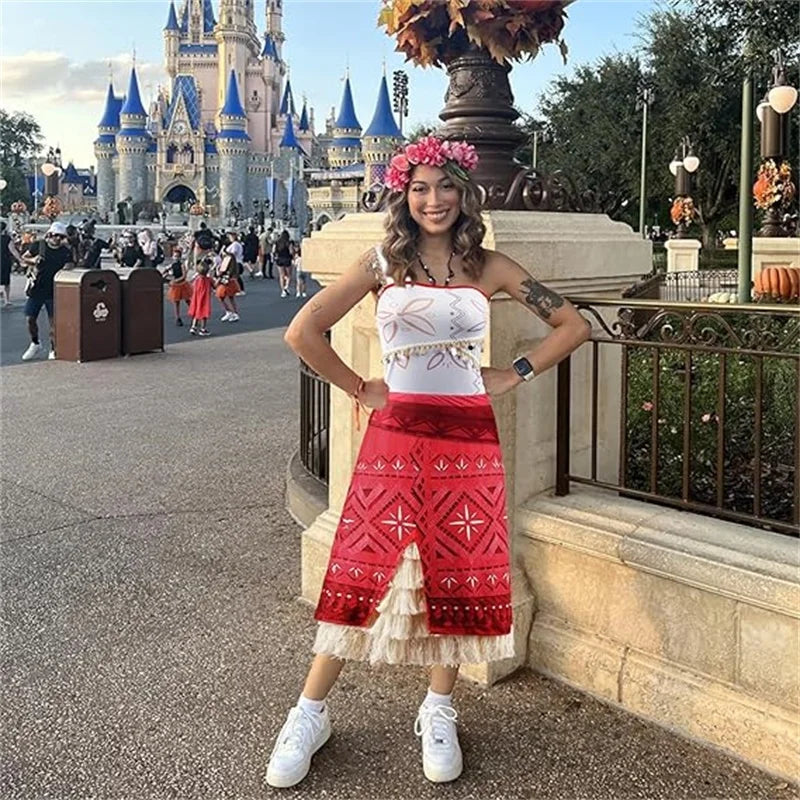 Women Movie Cosplay Moana Costume Tassel Skirt Outfits Ocean Adventure Princess Dress For Adult Girl Carnival Halloween Dress Up