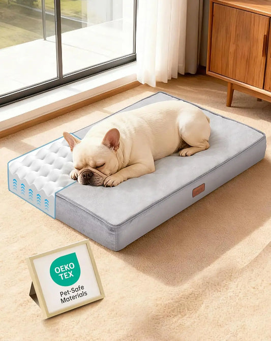 Orthopedic Waterproof Dog Bed for Medium Dogs, Machine-Washable Cover, High Density Foam, Crate Bed 30 inch Gray