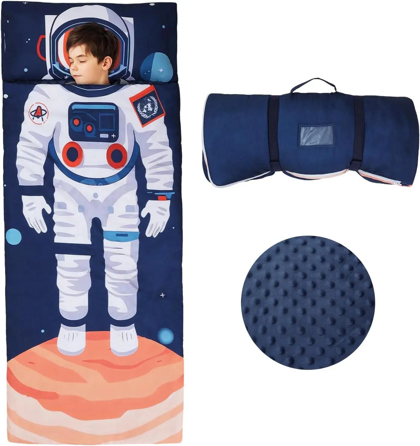 Large Foldable Sleeping Bag for Kids with Removable Pillow, Easy Clean Design for Camping School Daycare