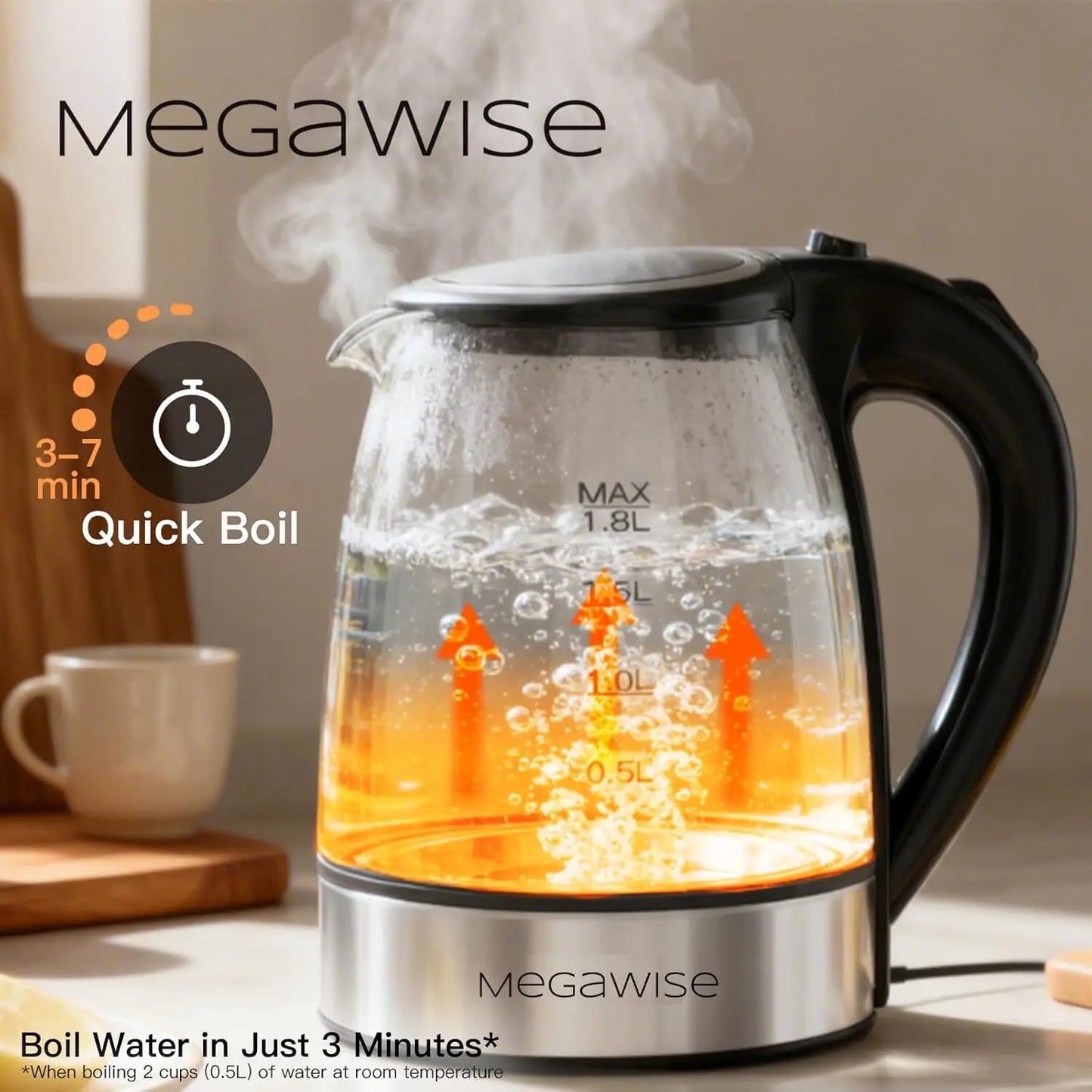 1.8L Electric Kettle CX-817 - Fast Boil, Auto Shut-Off, Boil-Dry Protection, (1.8L)