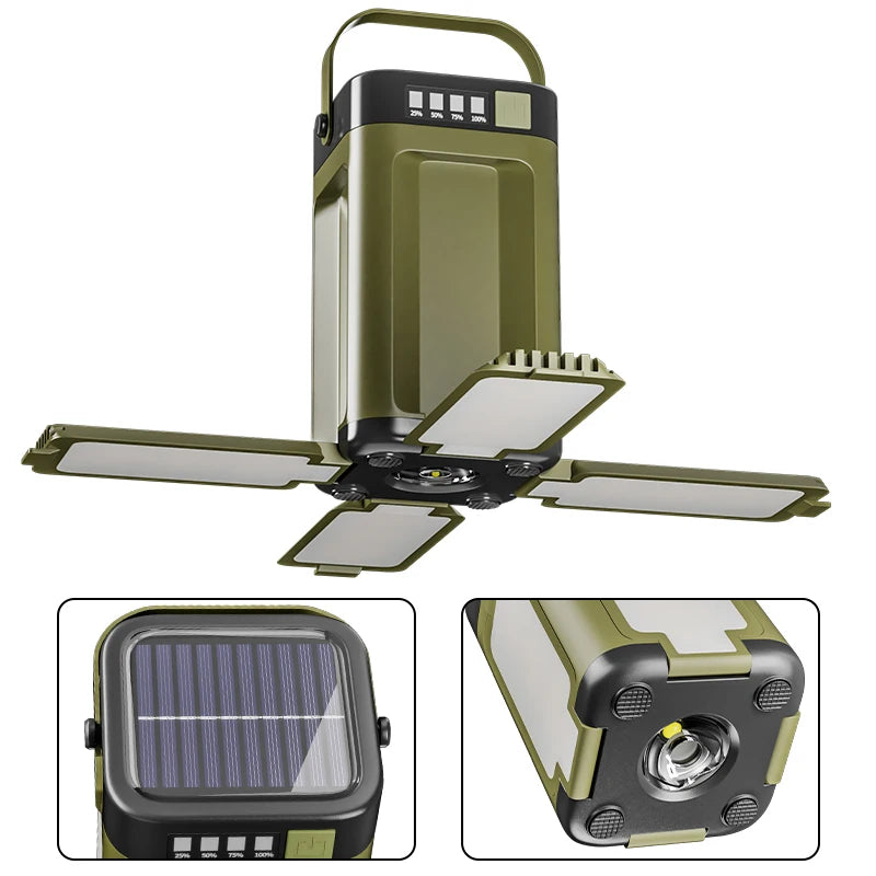 Solar Outdoor Portable Camping Light Solar Charging Foldable Camping Light Power Bank Rechargeable Lantern for Camping Hiking