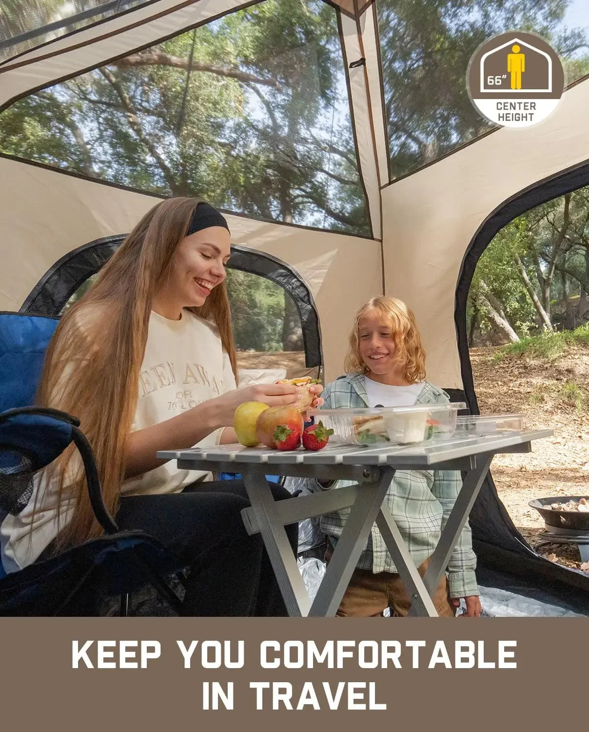 Camping Tent 4/6/8/10 Person Instant Cabin Tent Setup in 60 Seconds with Rainfly & Windproof Portable with Carry Bag for Family