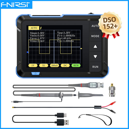 FNIRSI New DSO510 DSO152 DSO153 Mini Handheld Digital 2 IN 1 Oscilloscope Portable 48MS/s 10MHz Bandwidth Electronic Repair Tool