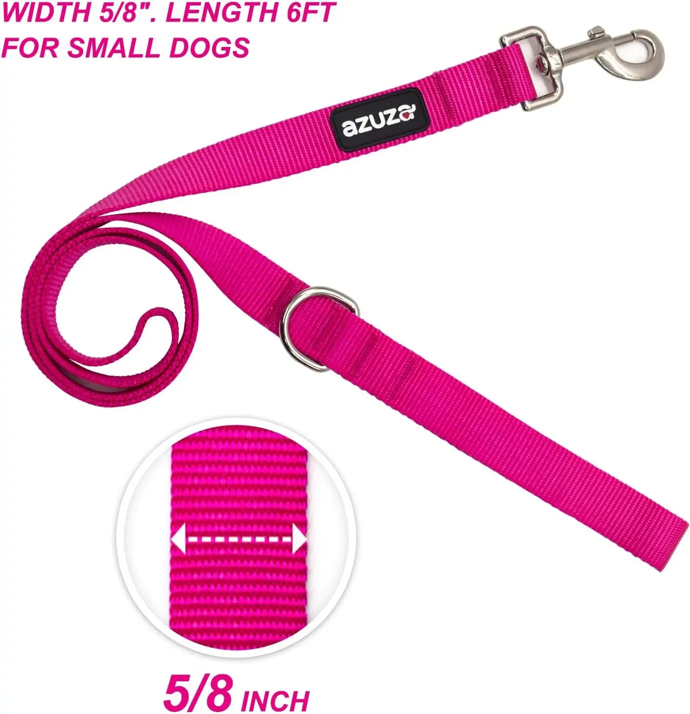 3 Pack Nylon Dog Leashes, Strong & Durable with Easy Hook, Multiple Lengths for Small Dogs in Pink/Purple