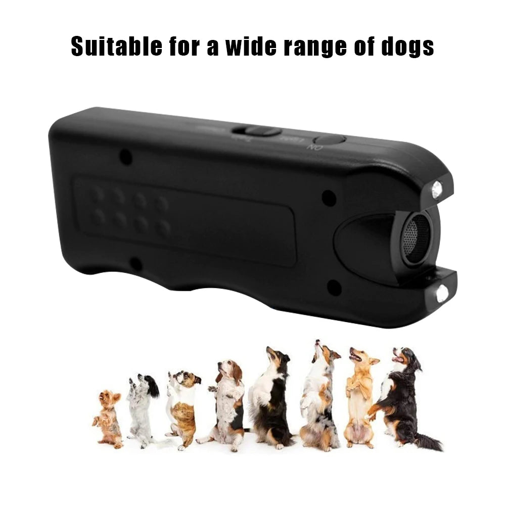 Ultrasonic Anti Barking Device Handheld Automatic Bark Stopper with LED Light Repeller Trainer Battery Powered for All Size Dogs