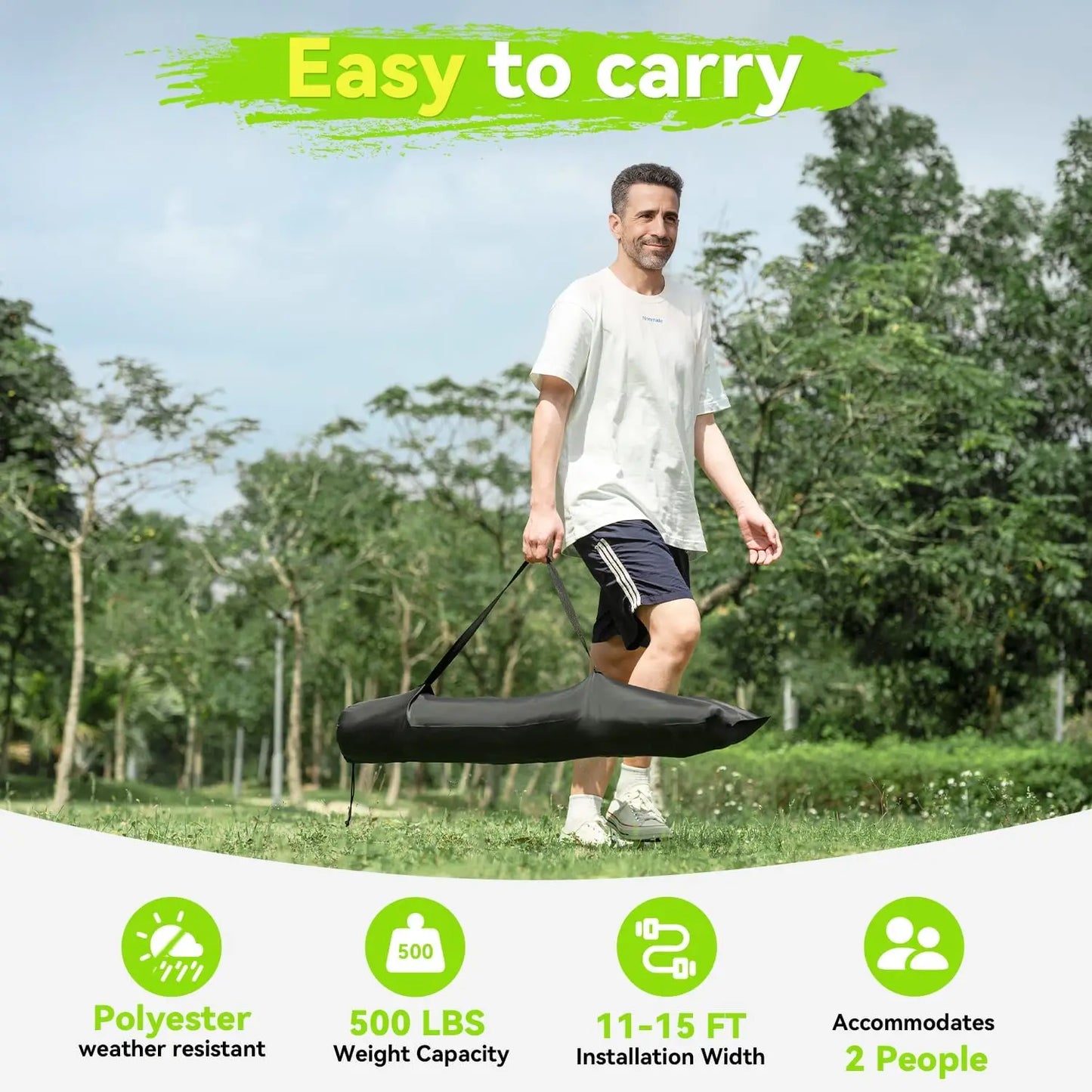 Double Hammock for Two, Handwoven Rope with Spreader Bar - Indoor Outdoor Patio Poolside Backyard Use