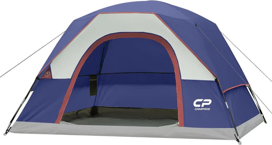4 Person Waterproof Windproof Camping Tent, Easy Setup Dome Tent with Large Mesh Windows & Wider Door for Outdoor Hiking