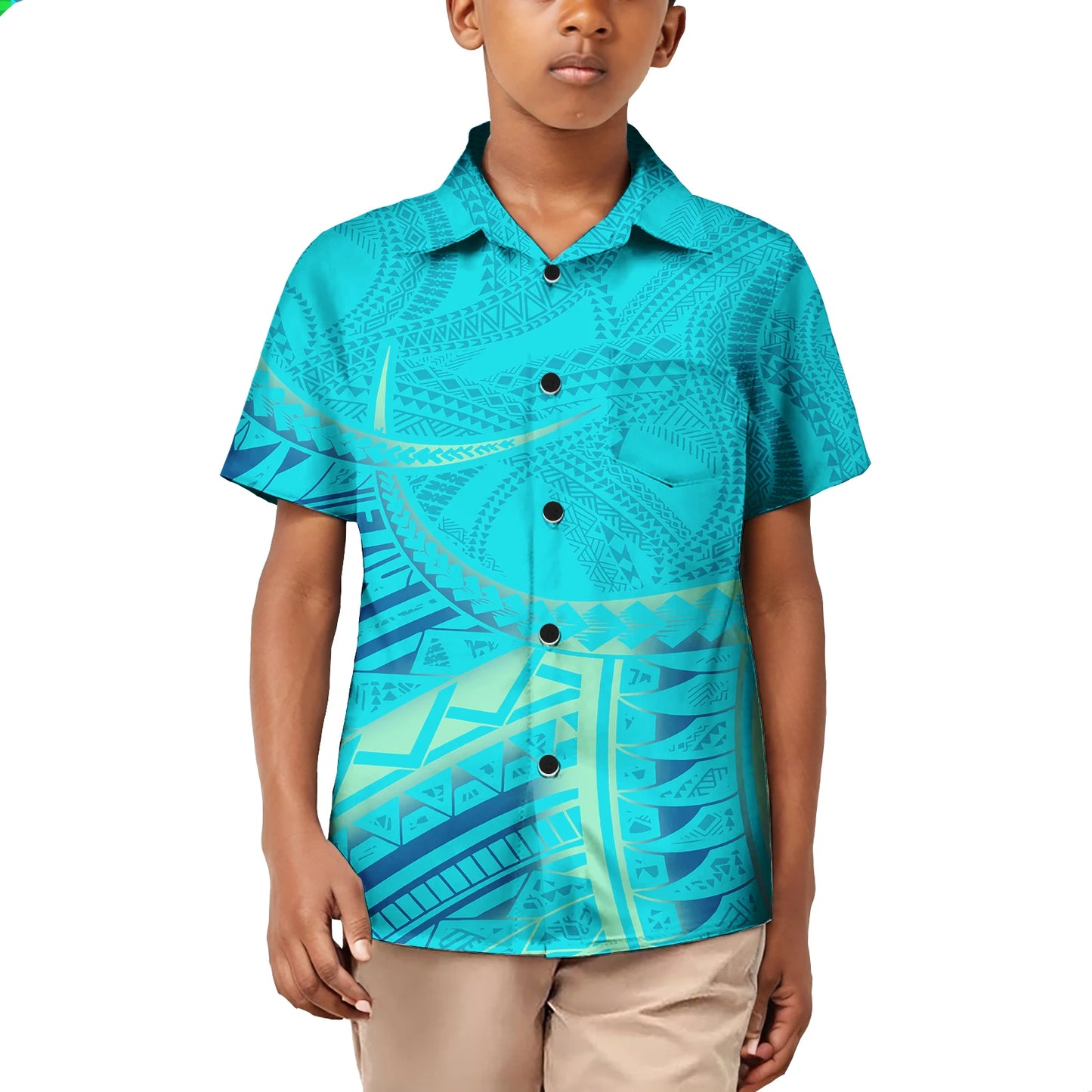 Custom Printed Polynesian Aloha Shirts For Boy Toddler Summer Hawaiian Short-Sleeve Shirt For Kids Plus Size