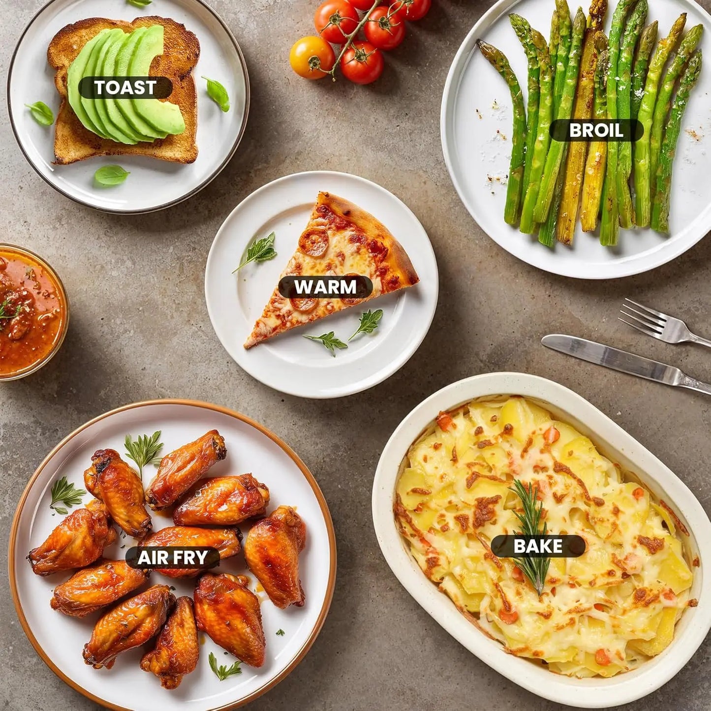 8.5Qt. Capacity Air Fryer Oven, Air Fry, Broil, Toast, Bake & Broil with Convection, Time and Temperature Controls