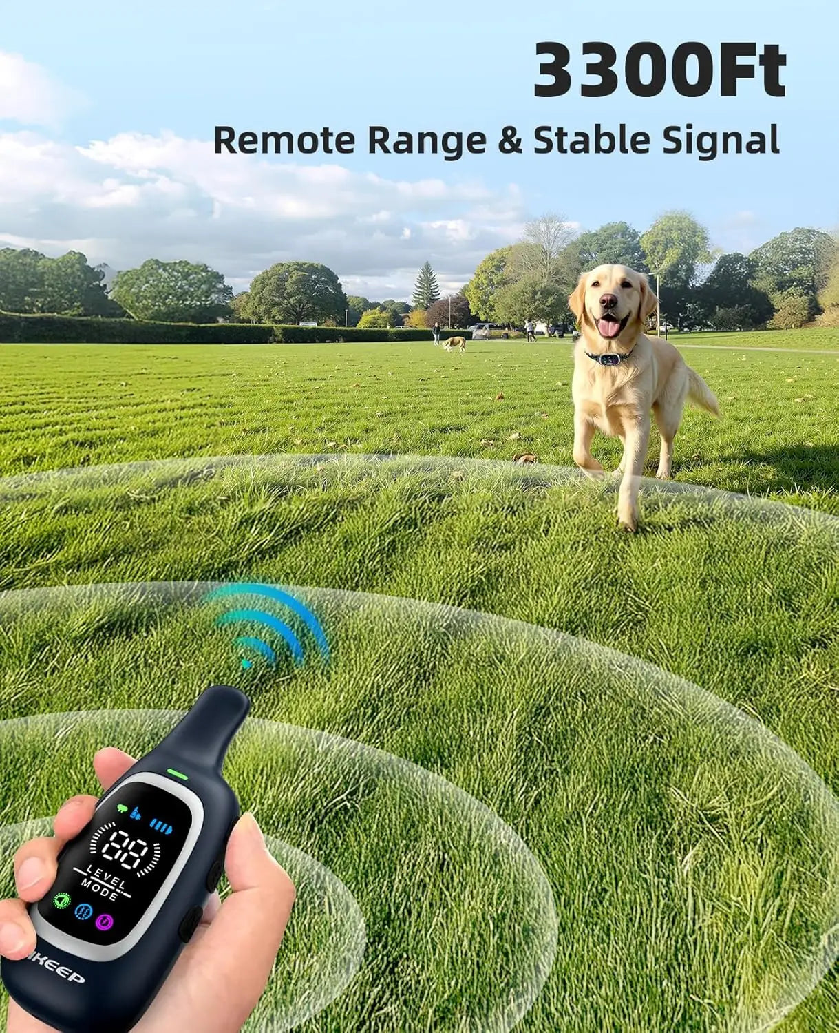 2-in-1 Dog Shock & Bark Collar, 3300FT Remote Training E-Collar, IP67 Waterproof, Anti-Bark/Beep/Vibration/Shock Modes for Dogs