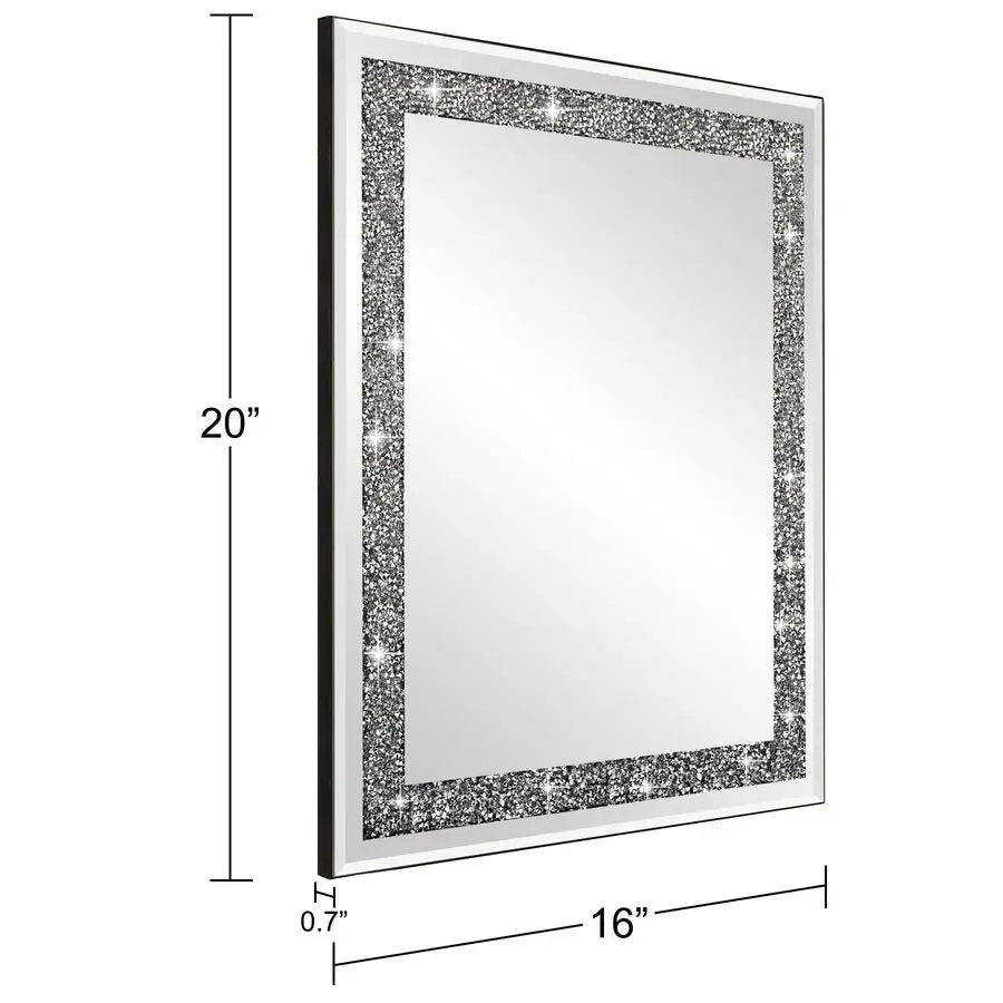 Rectangular Wall Mirror, 16 x 20, Crystal Crush Diamond, Bathroom, Entryway amp Bedroom