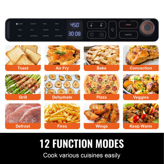 Air Fryer Toaster Oven 25L Convection Oven 1700W Stainless Steel Toaster Ovens Countertop Combo with Grill for Kitchen
