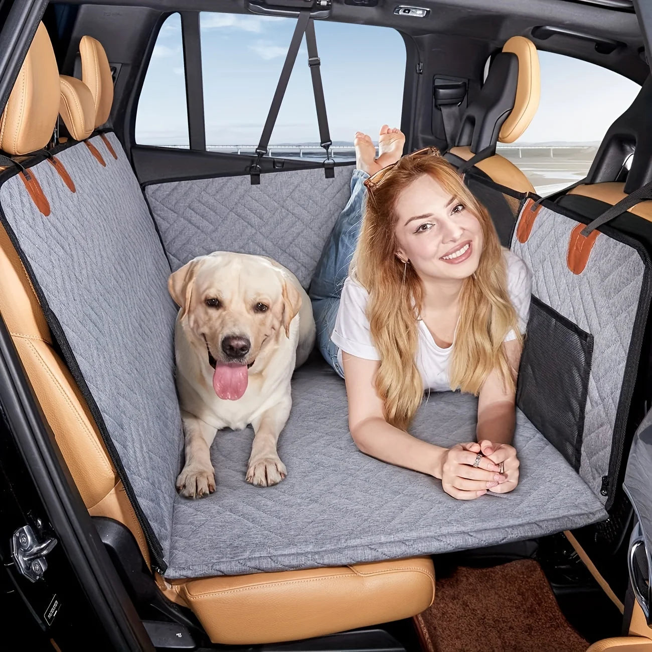 Car Seat Cover for Pets, Waterproof, Pet Seat Hammock, Scratch Proof, Nonslip.