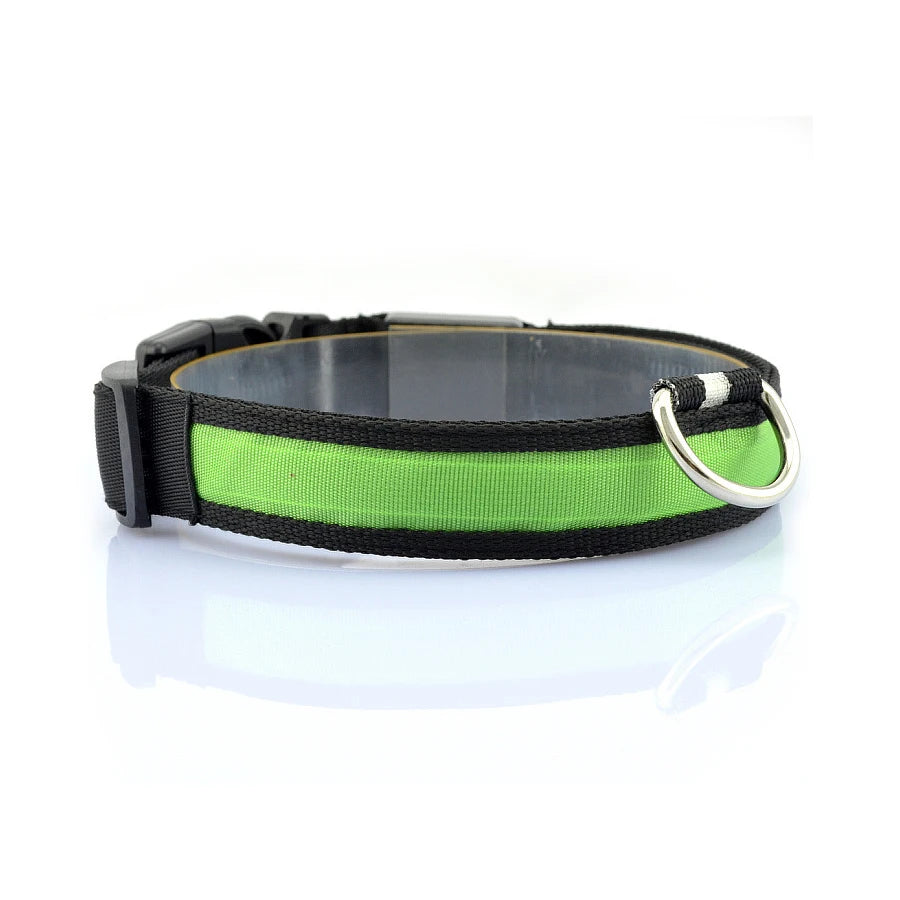 Glowing Dog Collar Nylon LED Night Safetly Glow In The Dark Dogs Collar Luminous Pet Accessories