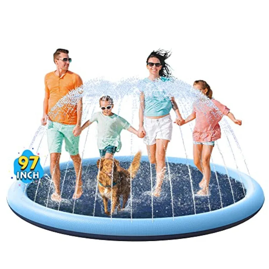 Non-Slip Splash Pad for Dog, Thickened Sprinkler Pool Summer Outdoor Water Toy Backyard Fountain.