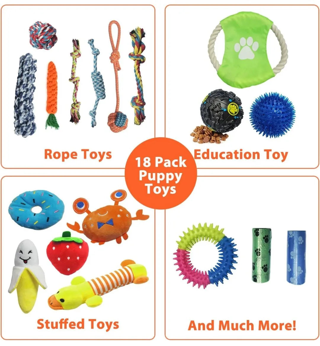 18 piece dog toys set chew rope toy for puppies durable braided tug and chew toys teething puppy toys pet dental care playtime