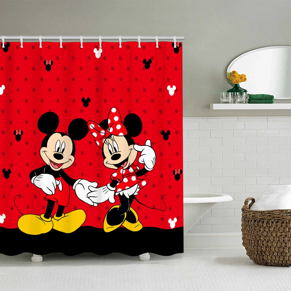 Disney Mickey Mouse Bathroom Four-piece Set - Avant-garde Waterproof Shower Curtain, creating a complete bathroom kit
