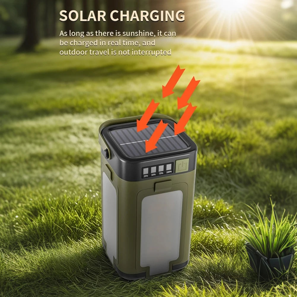 Solar Outdoor Portable Camping Light Solar Charging Foldable Camping Light Power Bank Rechargeable Lantern for Camping Hiking