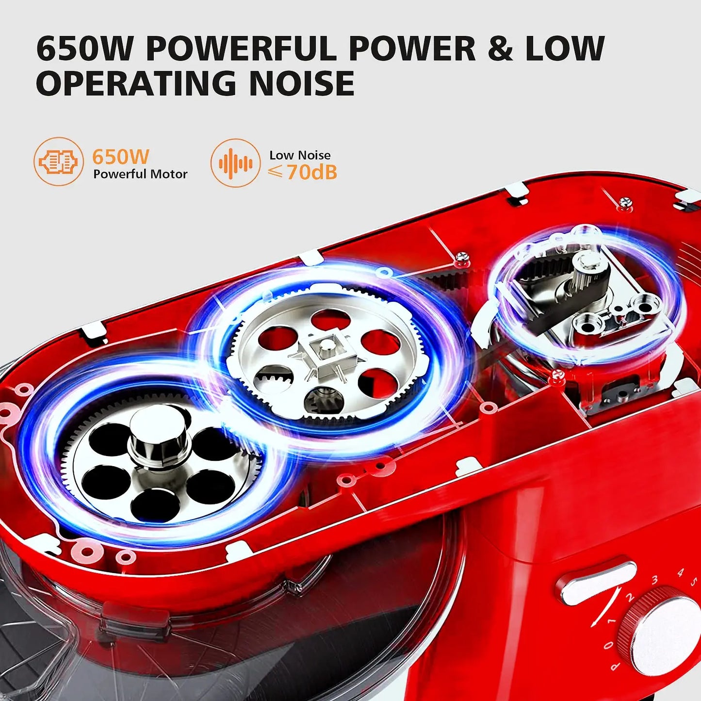 1pc  Stand Mixer, 7 Qt Tilt-Head Electric Household Stand Mixer - 650W 6-P Speed, US Plug, Frother for milk