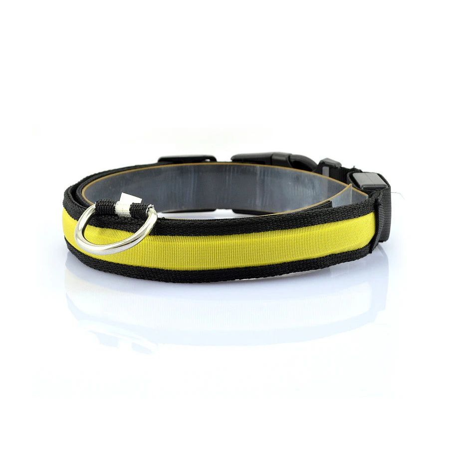 Glowing Dog Collar Nylon LED Night Safetly Glow In The Dark Dogs Collar Luminous Pet Accessories