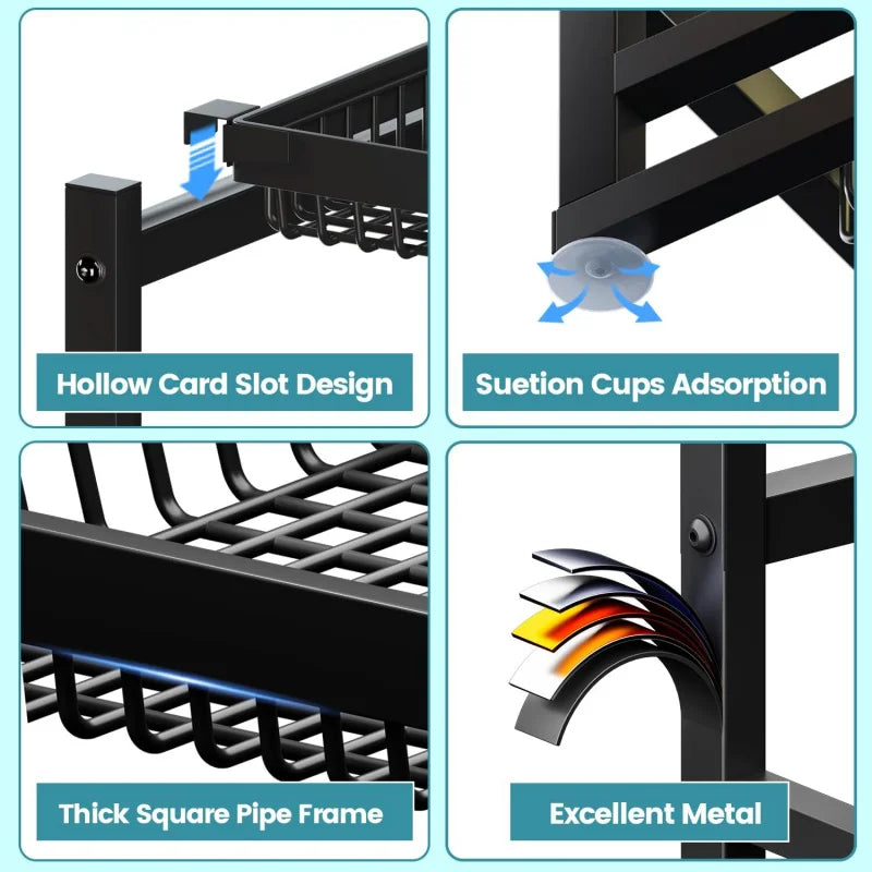 The Sink Dish Drying Rack (Expandable Height and Length) Snap-On Design 2 Tier Large Dish Rack