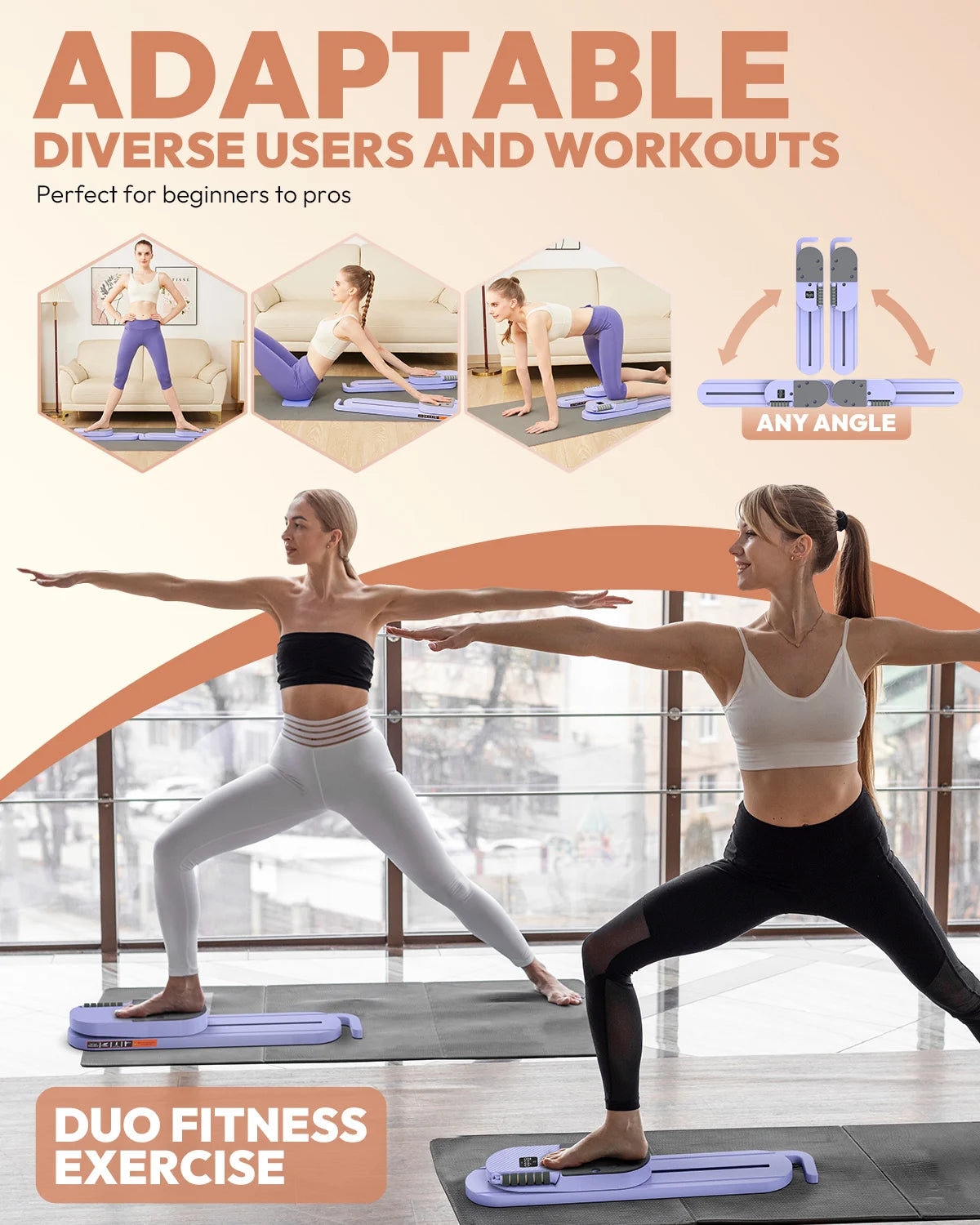 Pilates Board with Resistance Bands Portable Pilates Reformer Multi-functional Full Body Fitness Board for Women Home Workout