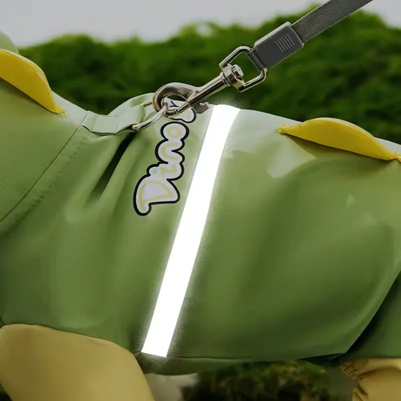 Large Dog Dinosaur Raincoat, Four-Legged Waterproof Clothes.