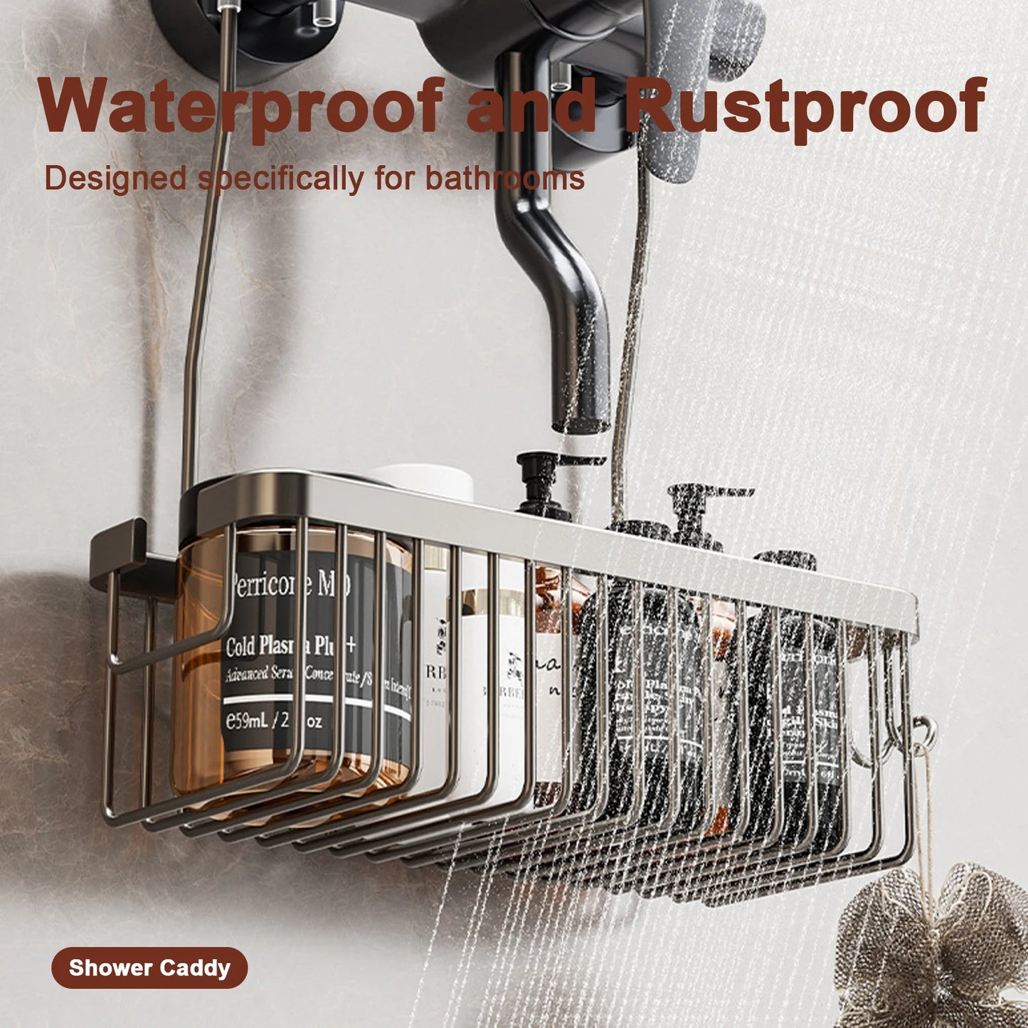 Convenient Toilet Shower Rack with No Drilling Installation Bathroom Storage Basket for Shower Room and Bath Products