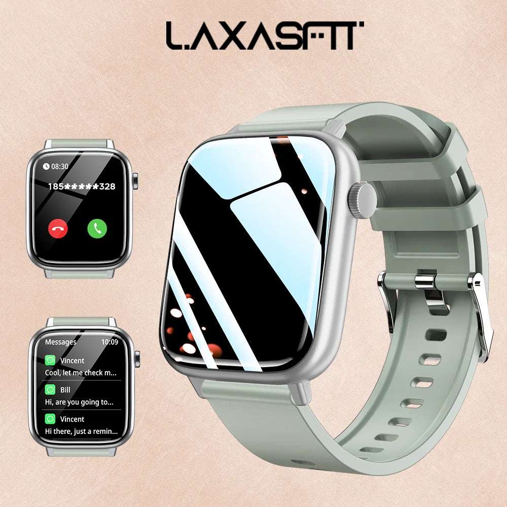 LAXASFI 2026 New Smartwatch 1.85-inch HD Touchscreen IP68 Water Resistance Sleep Monitor Bluetooth Call Stylish Smart Wristwatch