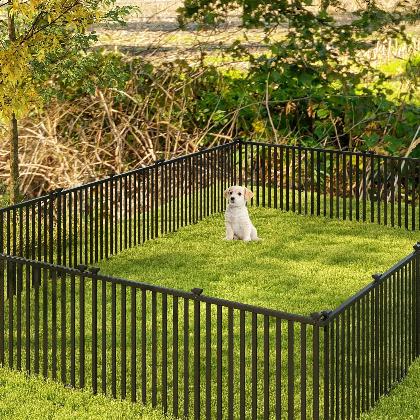 39" x 80" Vinyl Picket Fence 2 No Dig Fence Panels for Soft Ground White