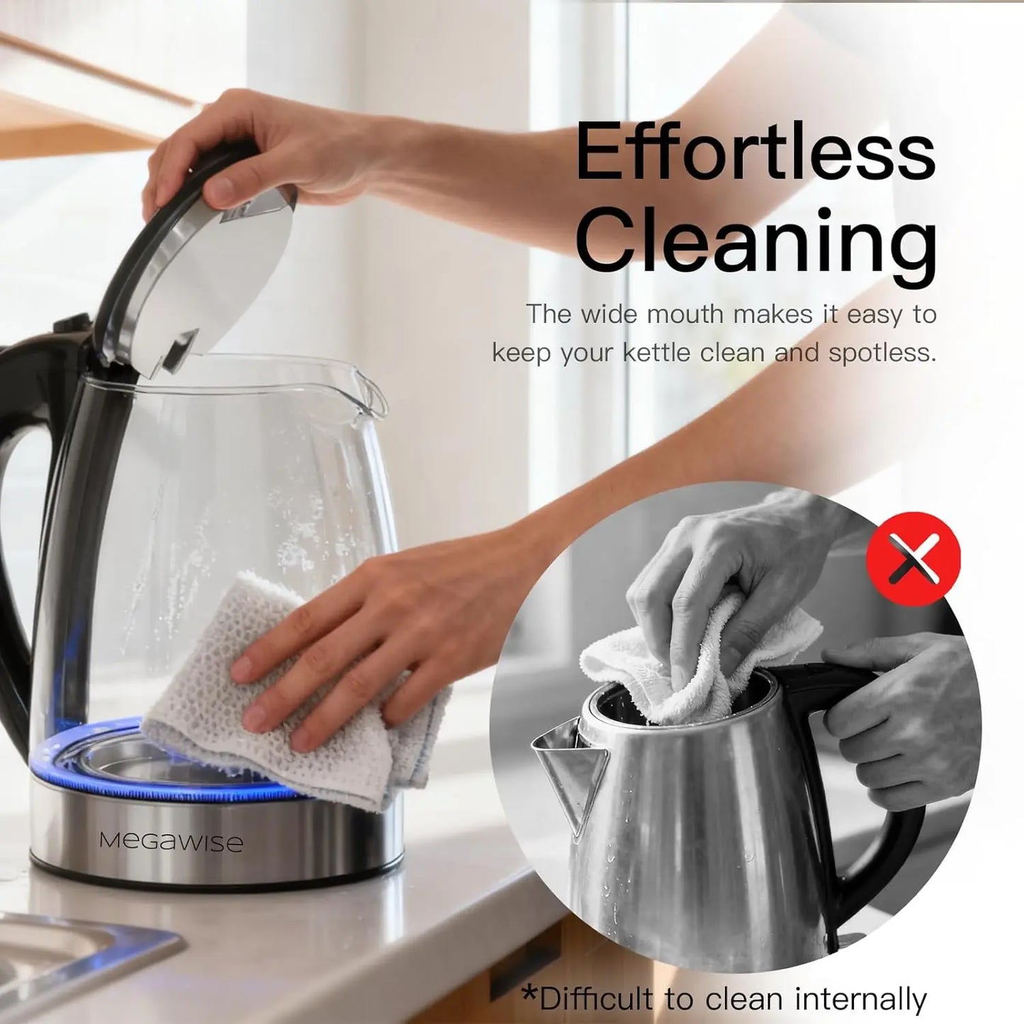1.8L Electric Kettle CX-817 - Fast Boil, Auto Shut-Off, Boil-Dry Protection, (1.8L)