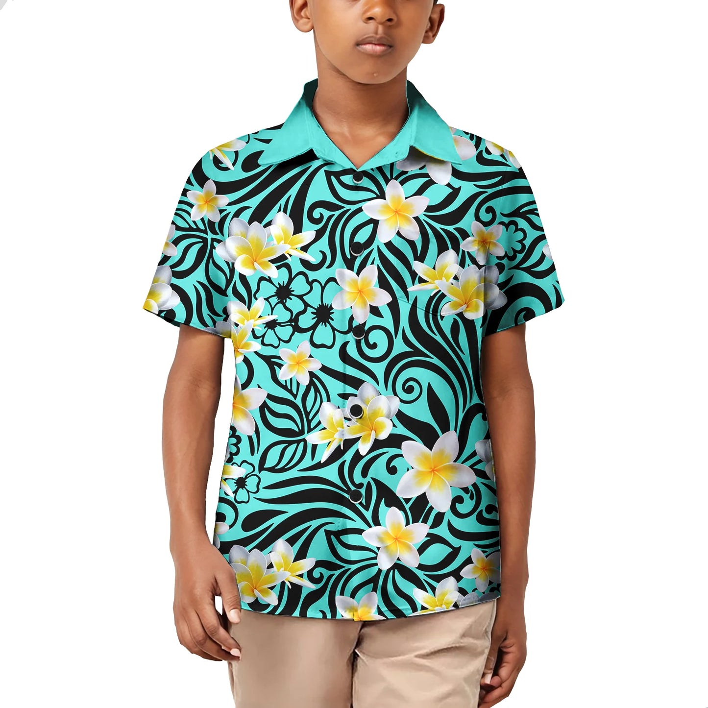 Custom Printed Polynesian Aloha Shirts For Boy Toddler Summer Hawaiian Short-Sleeve Shirt For Kids Plus Size