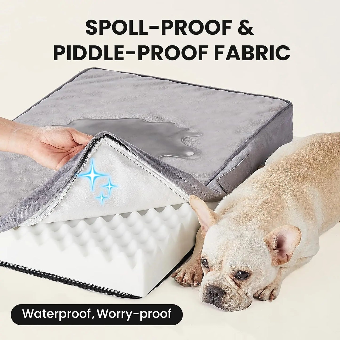 Orthopedic Waterproof Dog Bed for Medium Dogs, Machine-Washable Cover, High Density Foam, Crate Bed 30 inch Gray