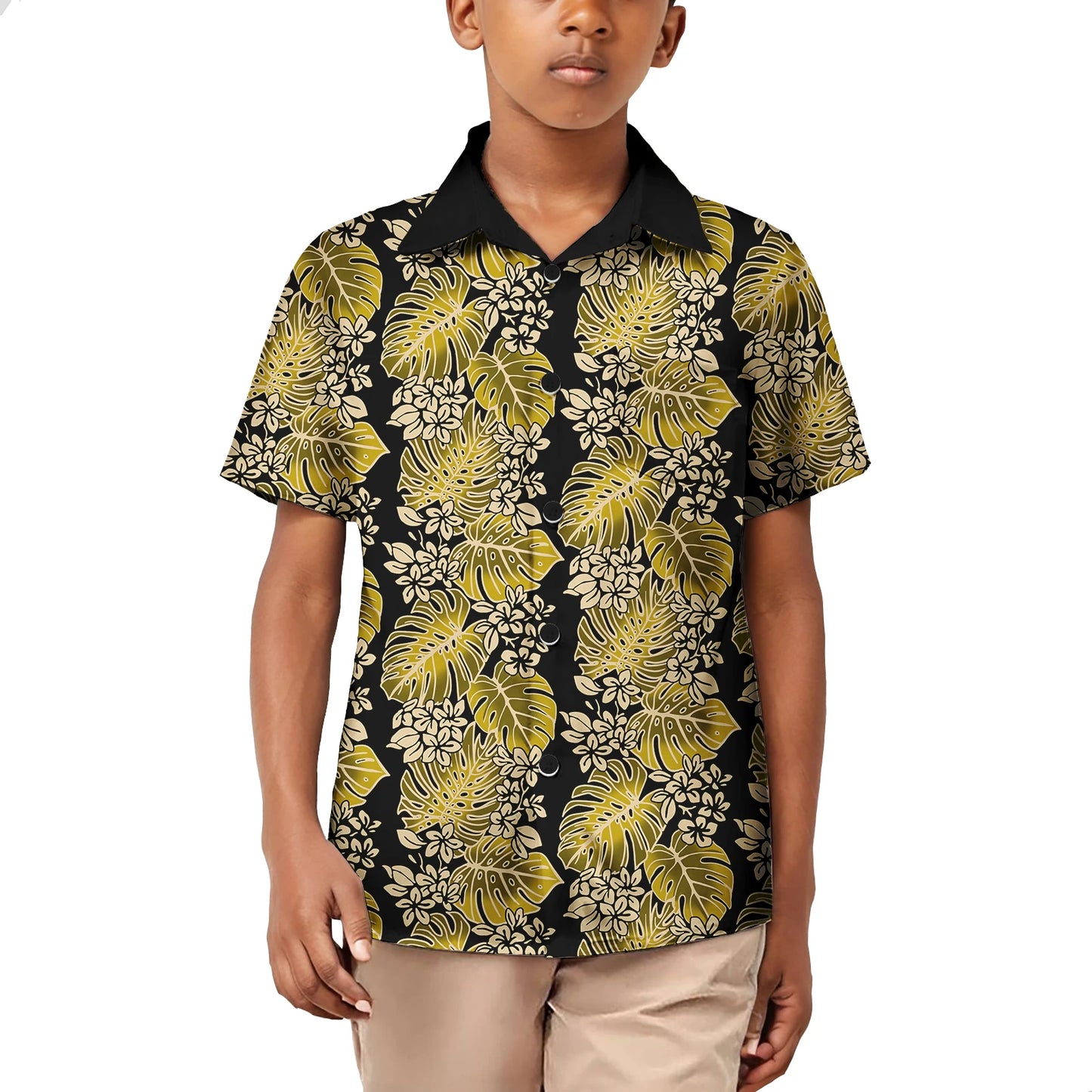 Custom Printed Polynesian Aloha Shirts For Boy Toddler Summer Hawaiian Short-Sleeve Shirt For Kids Plus Size