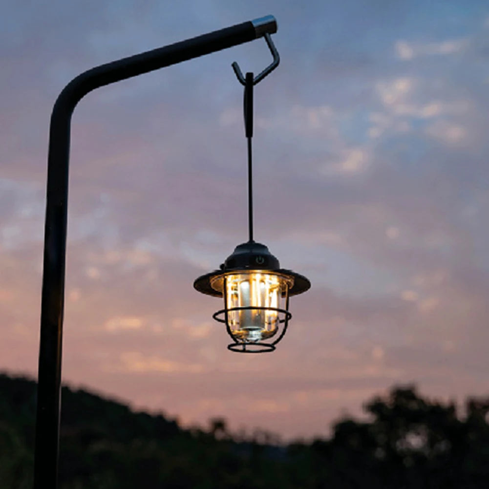 LED Camping Lantern Dimming Emergency Lamp Type C Charging Retro Camping Light 4 Light Modes Multifunction for Fishing Camping