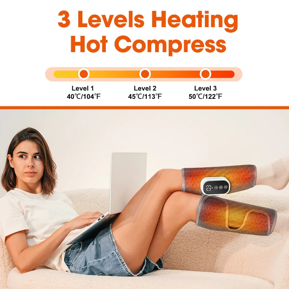 360° Air Pressure Heating Calf Massager Wireless Leg Massage 3 Mode Airbag Compresstion Relax Foot Calf Muscle Relieve Fatigue