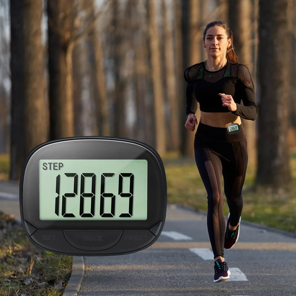 Clip-On Pedometer Electronic Pedometer Large Screen Simple Step Tracker Multifunctional for Adults Seniors Dog