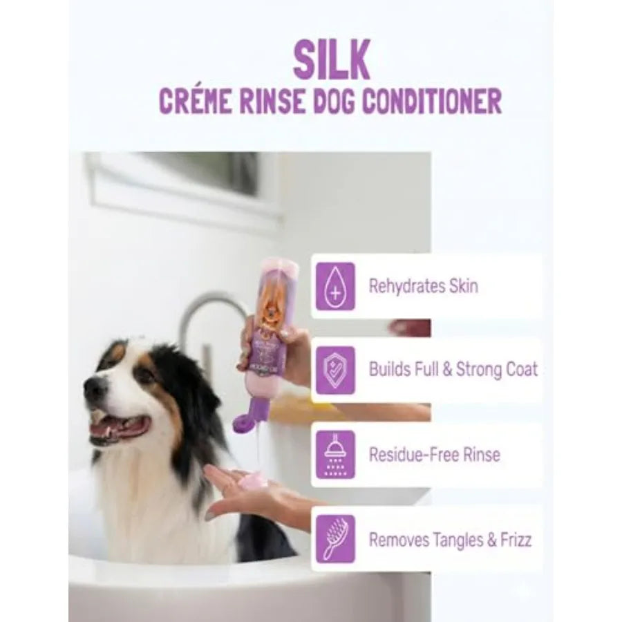 Dog Shampoo and Conditioner Set - Tearless Shampoo for Dogs, Puppies and Cats, Moisturizing Conditioner for Dry Skin -