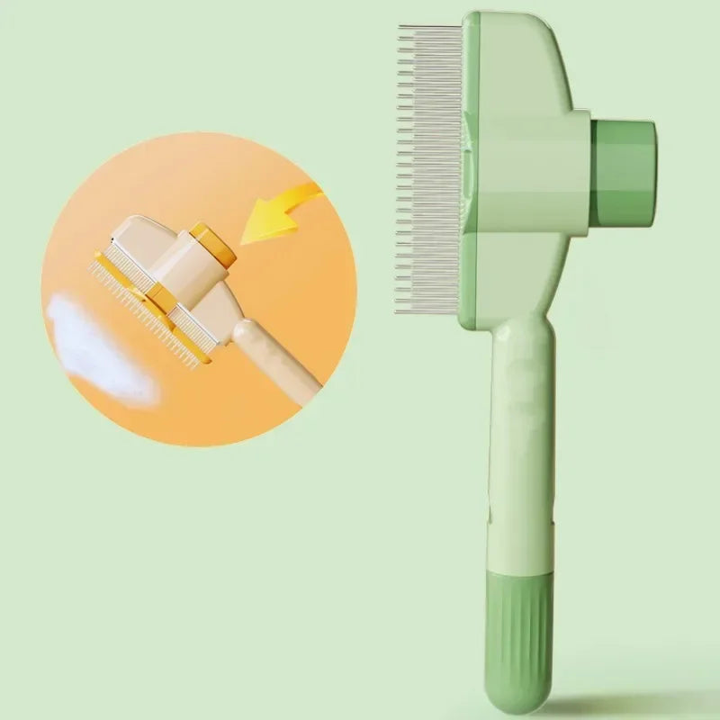Self-cleaning, Retractable messaging Brush/Comb for Pet Grooming