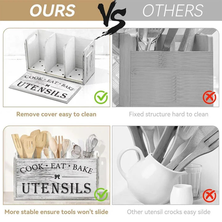 5pcs/Set Cutlery Rack Compartments Cutlery Box Wooden Cutlery Box Suitable For Kitchen Counters Cutlery Storage Box Fork Spoon