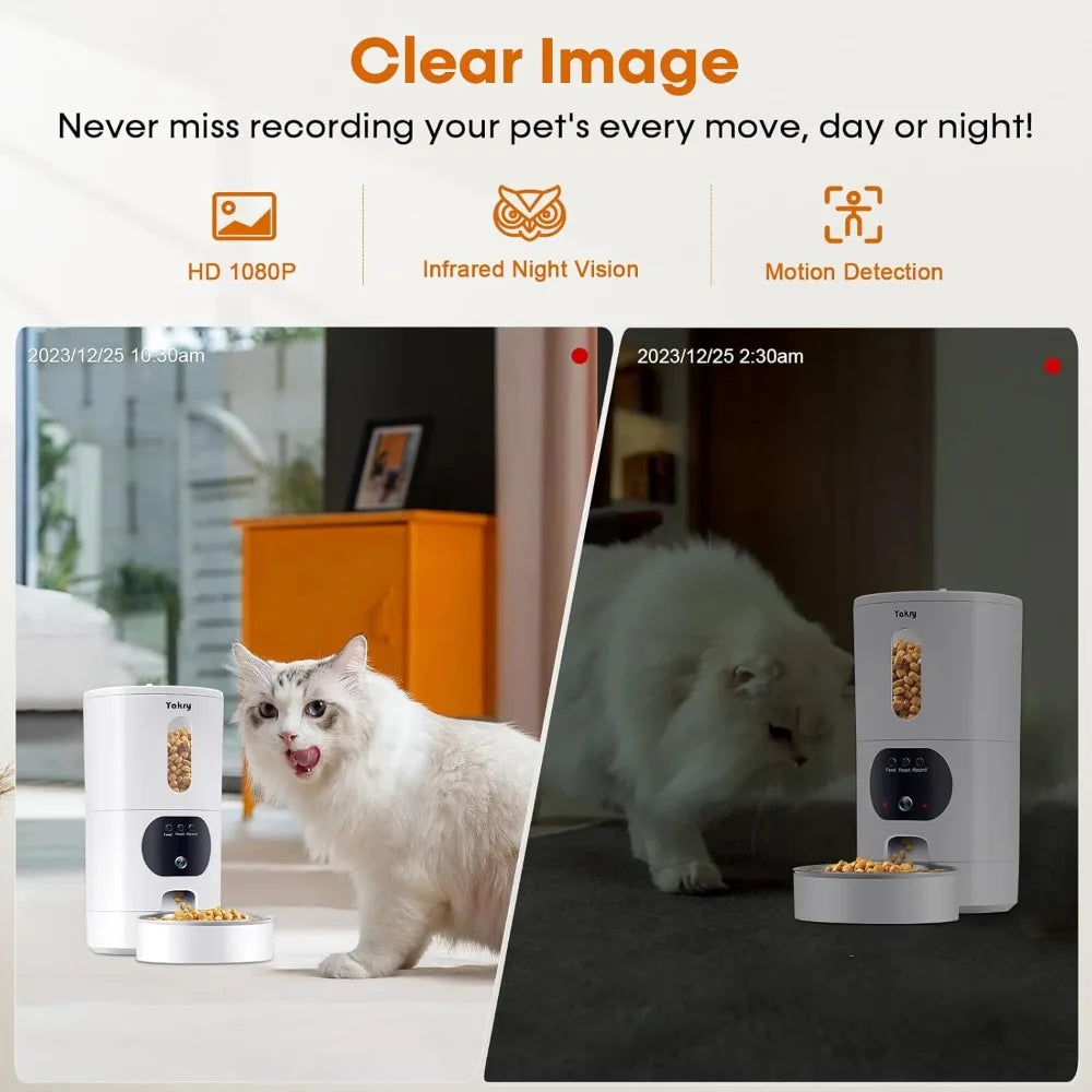 Smart Pet Feeder with Camera: WiFi Timed Food Dispenser, 2-Way Audio, Night Vision, App Control