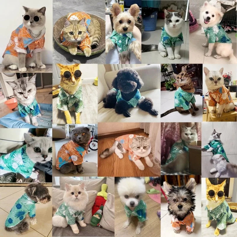 Summer Pet Clothes, Hawaiian Style Beach Dog Shirts Fashion. Puppy Vest. Coconut Print Cat Shirt, Chihuahua, Yorkies Pet Clothes.