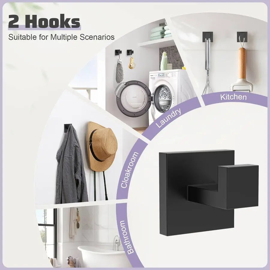 Matte Black Towel Bar Set 5Piece Bathroom Hardware Accessories Set,23.6 Inch Modern Towel Holder Set SUS304 Stainless Steel Towe