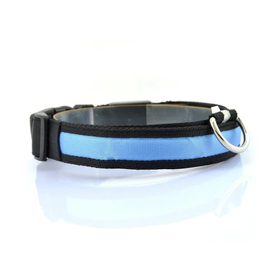 Glowing Dog Collar Nylon LED Night Safetly Glow In The Dark Dogs Collar Luminous Pet Accessories