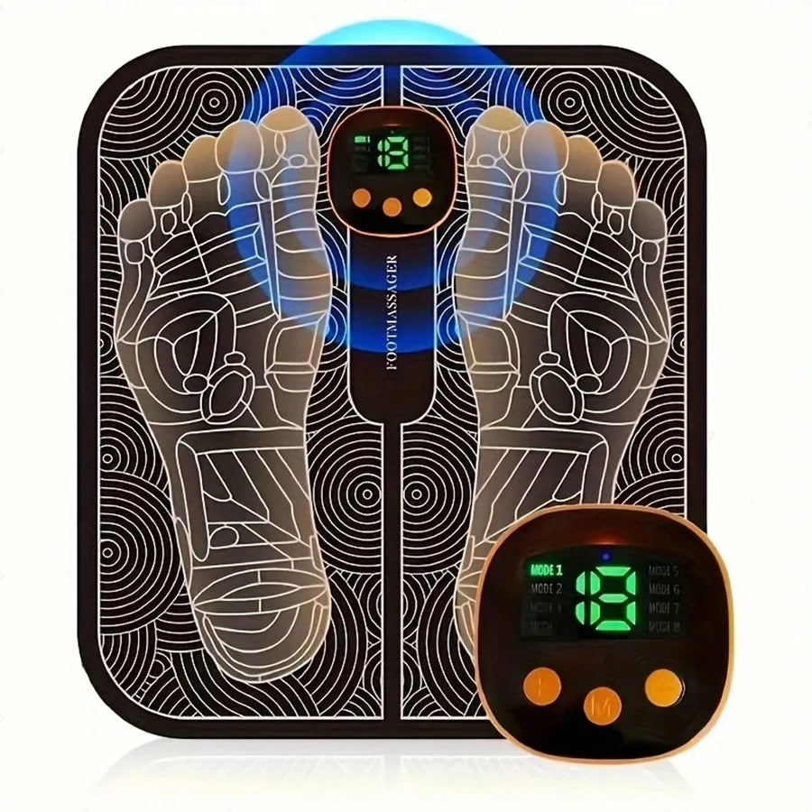 EMS Foot Massager for Muscle Relaxation,LCD Display Screen,Back Massager & Legs Massager Pad with Remote Control