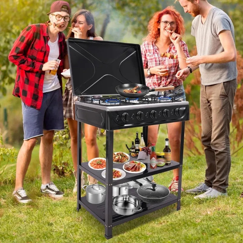 Gas Stove Outdoor 5-Burner Stove Portable Gas Stove