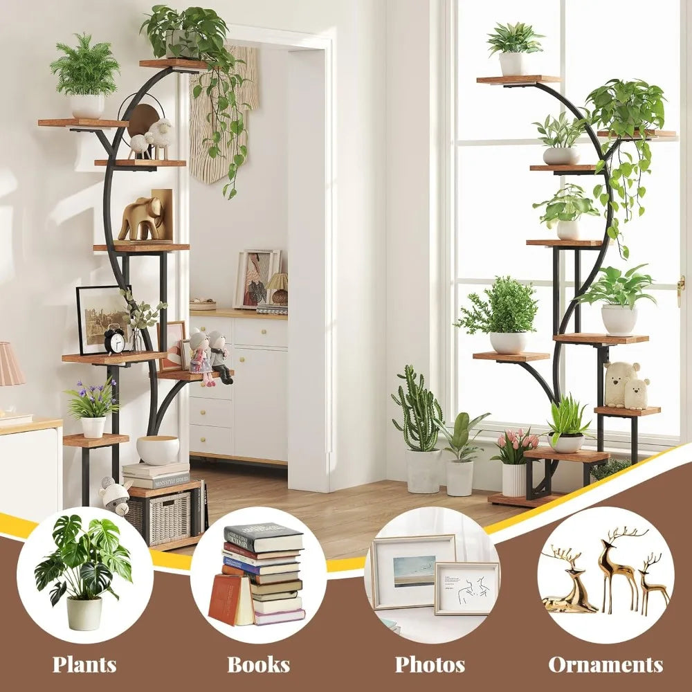 S Shaped Plant Stand Indoor with Grow Lights - 7 Tier Plant Shelf, Multi Display Shelf, Ideal for Living Room, Patio, or Balcony