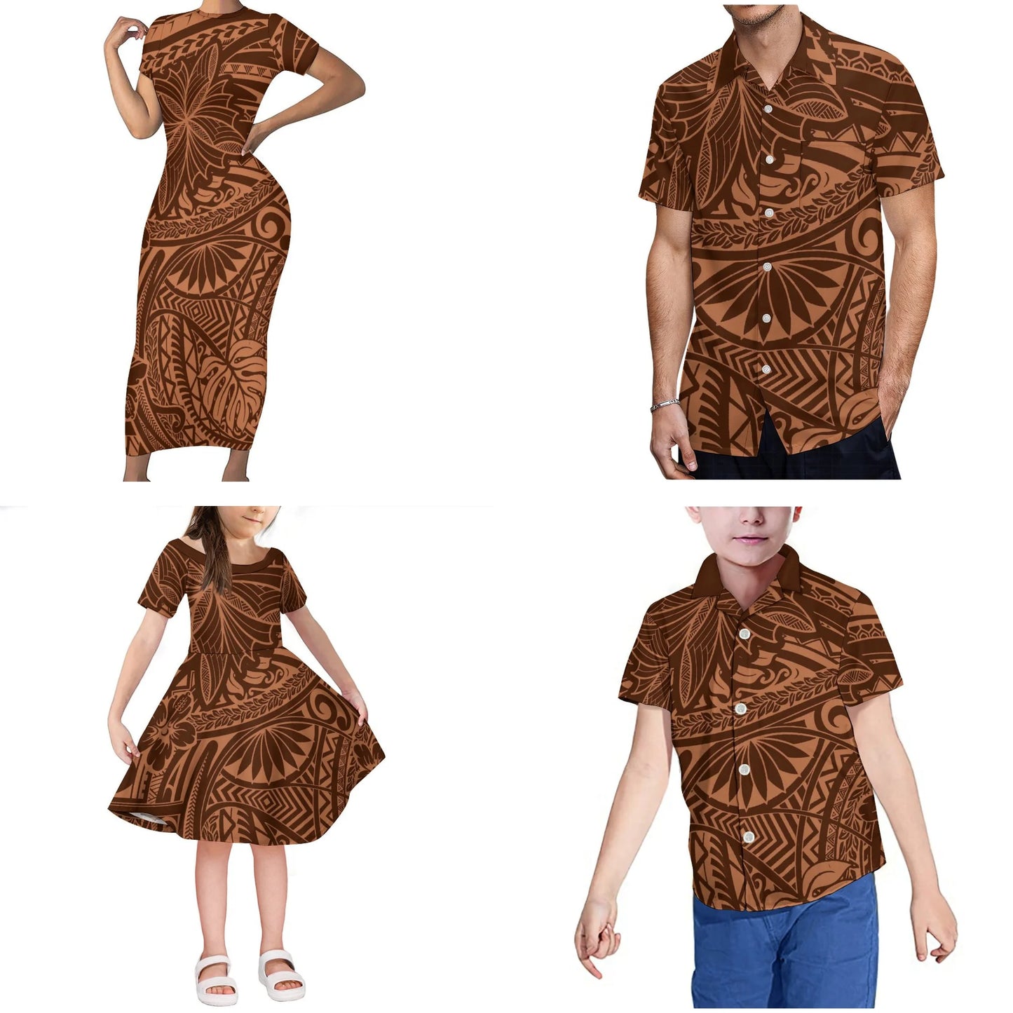 Custom Causal Family Matching Clothes Polynesian